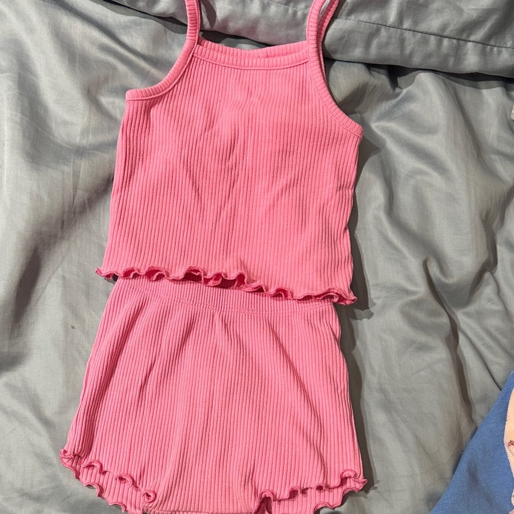 Old Navy Pink Ribbed Kids Shorts Set